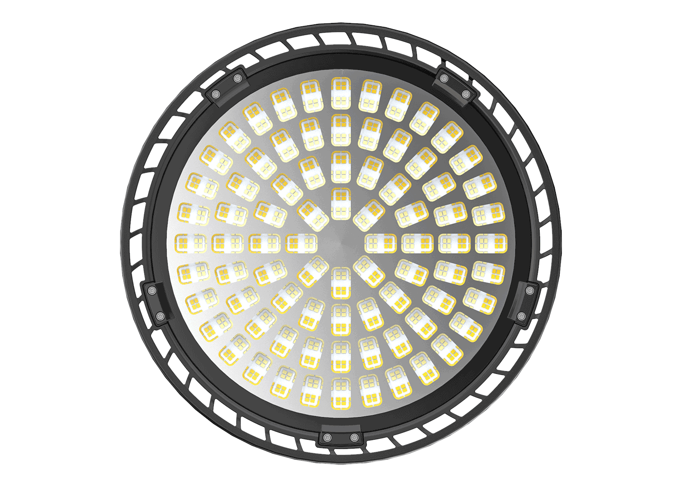 Frontalansicht LED Hallentiefstrahler VENTO switch mit Matrix-Reflektor