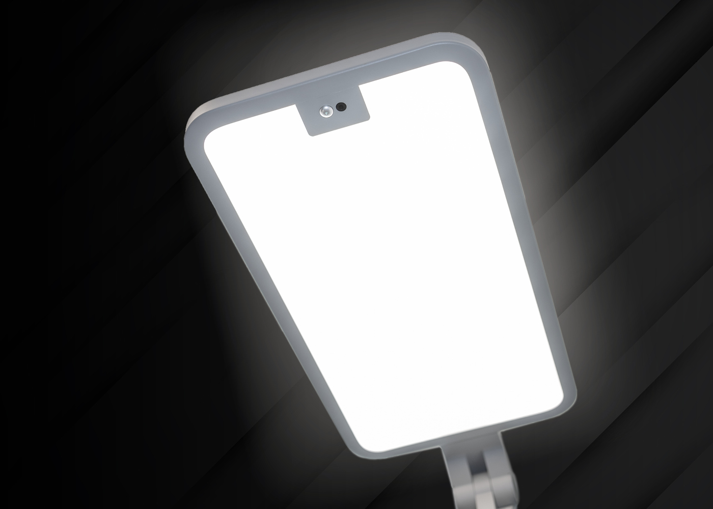 Leuchtenkopf mit Up- und Downlight der LED Bürostehleuchte STARIS, silbergrau