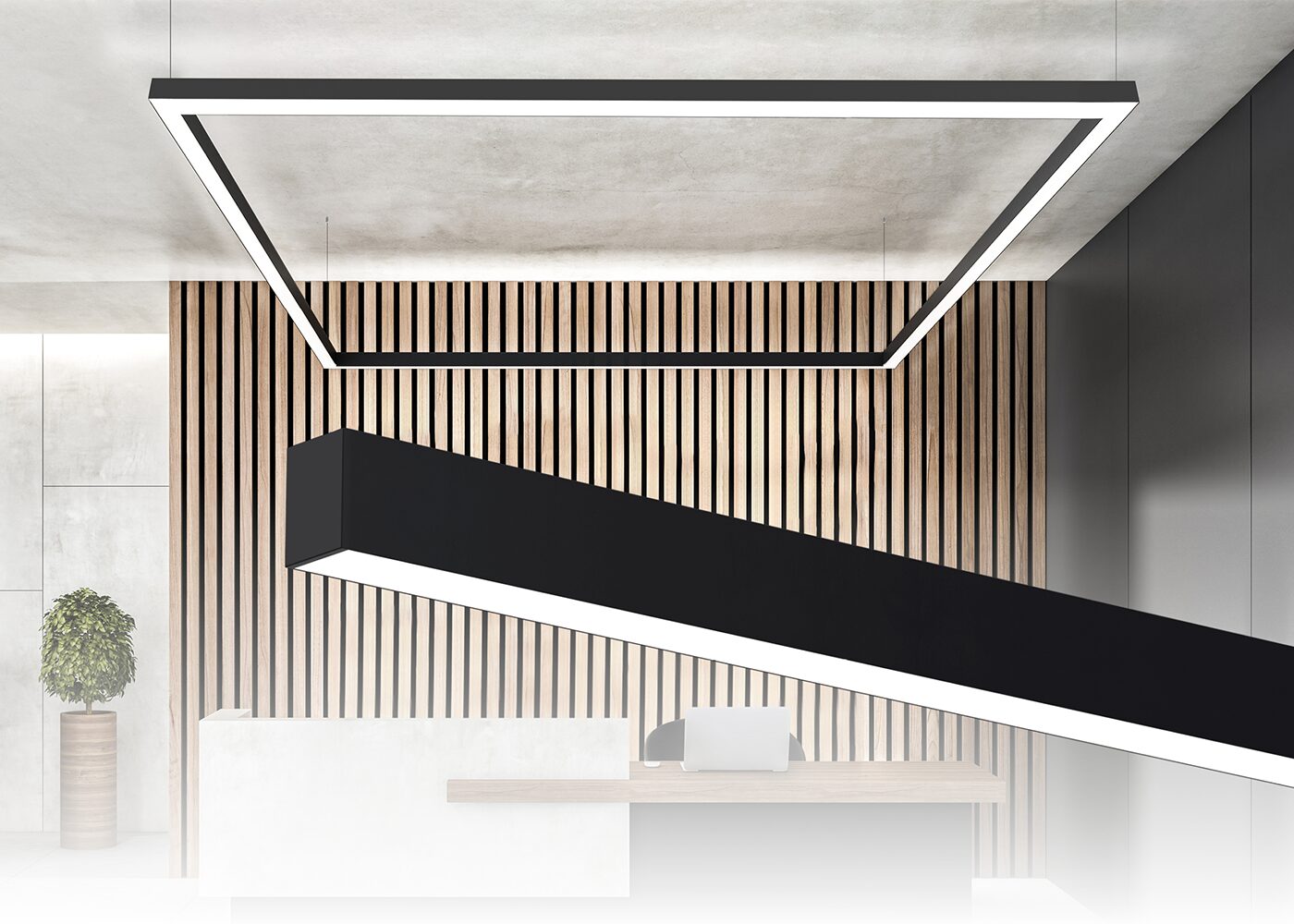 Anwendung Empfang mit quadratischer Formation der LED Linearleuchte CENORA