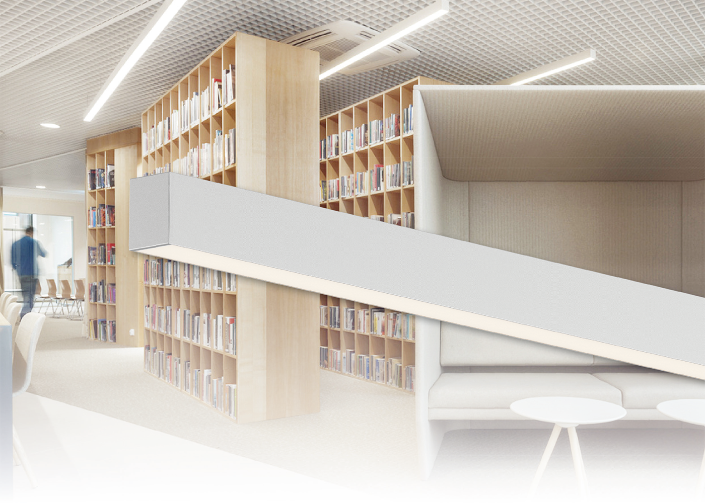Anwendung Bibliothek LED Linearleuchte CENORA, weiß
