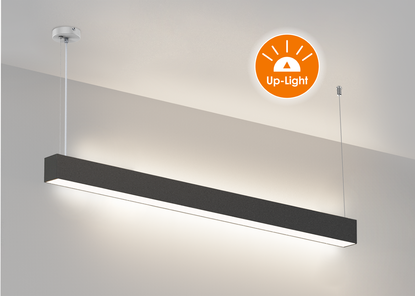 LED Linearleuchte CENORA, schwarz mit stimmungsvollem Up-Light