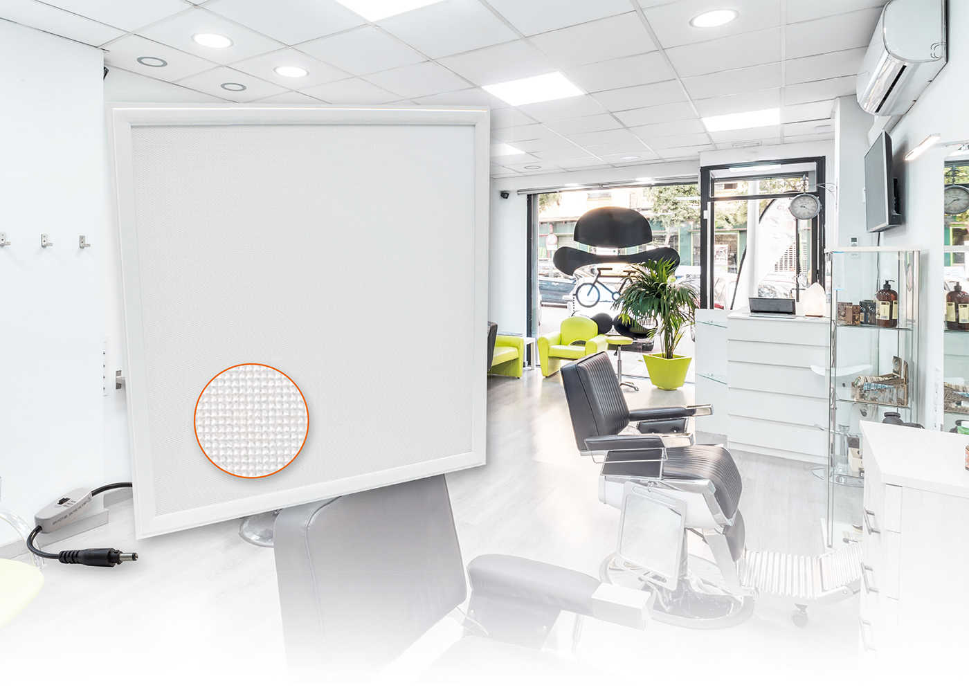 Anwendung Friseurladen LED Panel PRISMO Pro mit mikroprismatischem Diffusor