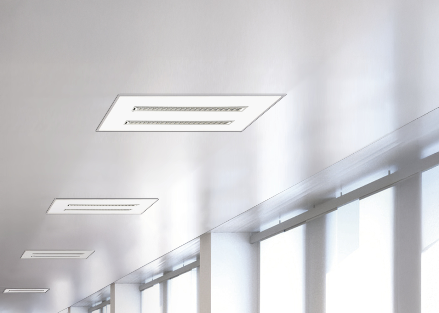 Einbau in gesägte Decken mit Einbaurahmen LED Panel NOVO