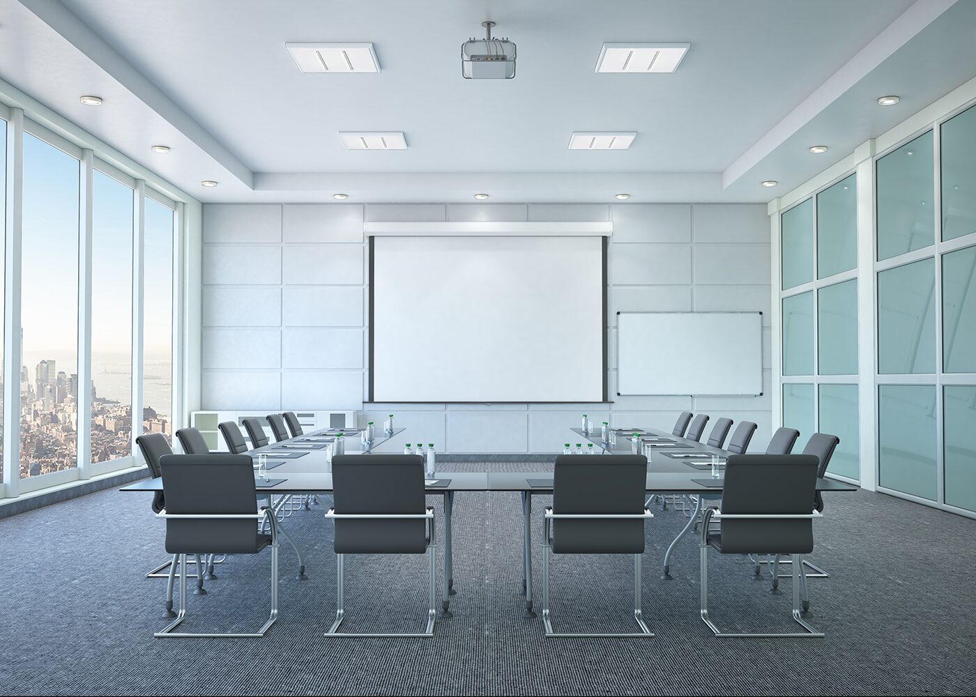 Besprechungsraum mit vier NOVO Panels im Anbaurahmen