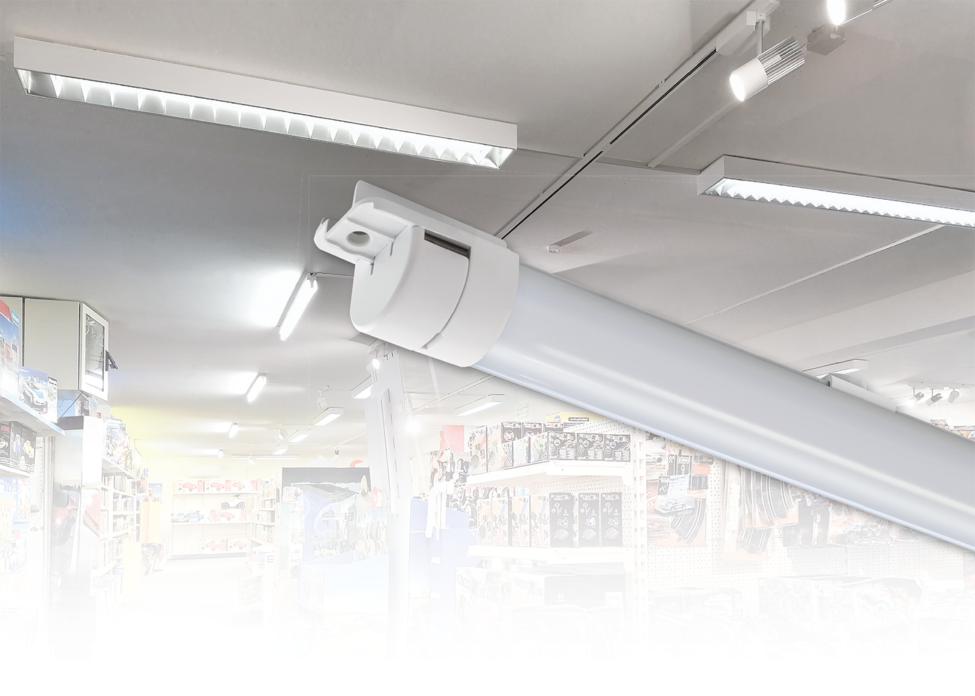 Anwendung Rastergehäuse Shopbeleuchtung LED Sanierungseinsatz TENEO DC