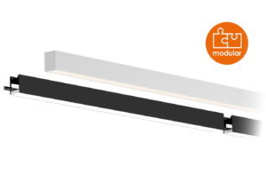 Modulares System der LED Linearleuchte CENORA, schwarz und weiß