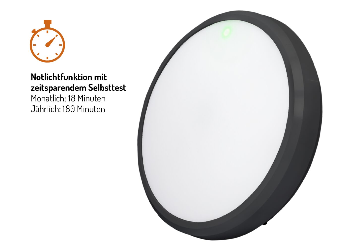 LED-Prüfstatusanzeige der Notlichtfunktion LED Wand- und Deckenleuchte MONOVA
