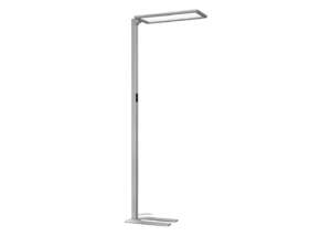 Seitliche Ansicht LED Bürostehleuchte NUBO, silber
