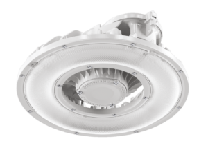 Seitliche Ansicht der kleineren LED Hallenleuchte HOLOBAY™