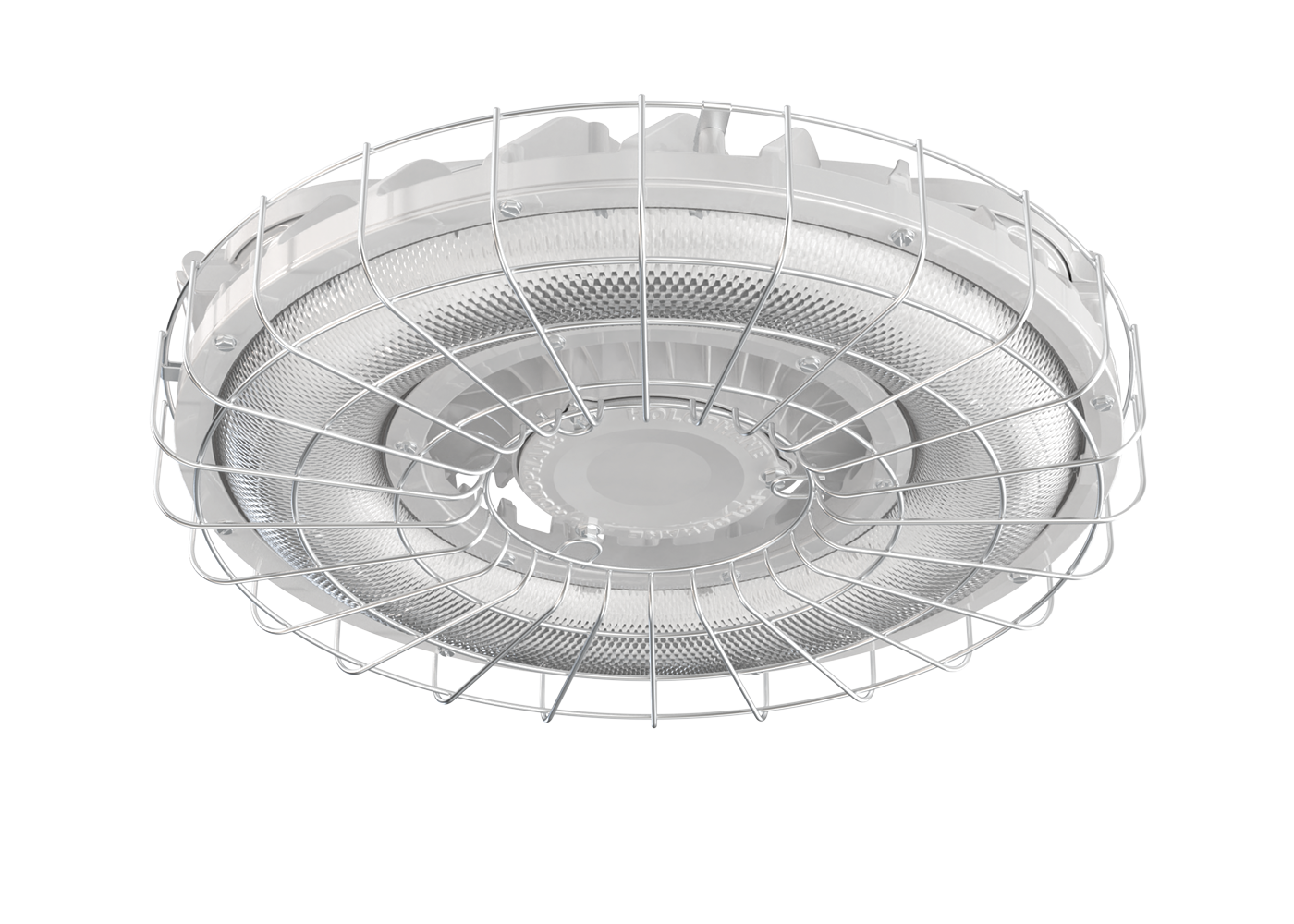 Seitliche Ansicht LED Hallenleuchte HOLOBAY™ mit Drahtkorb