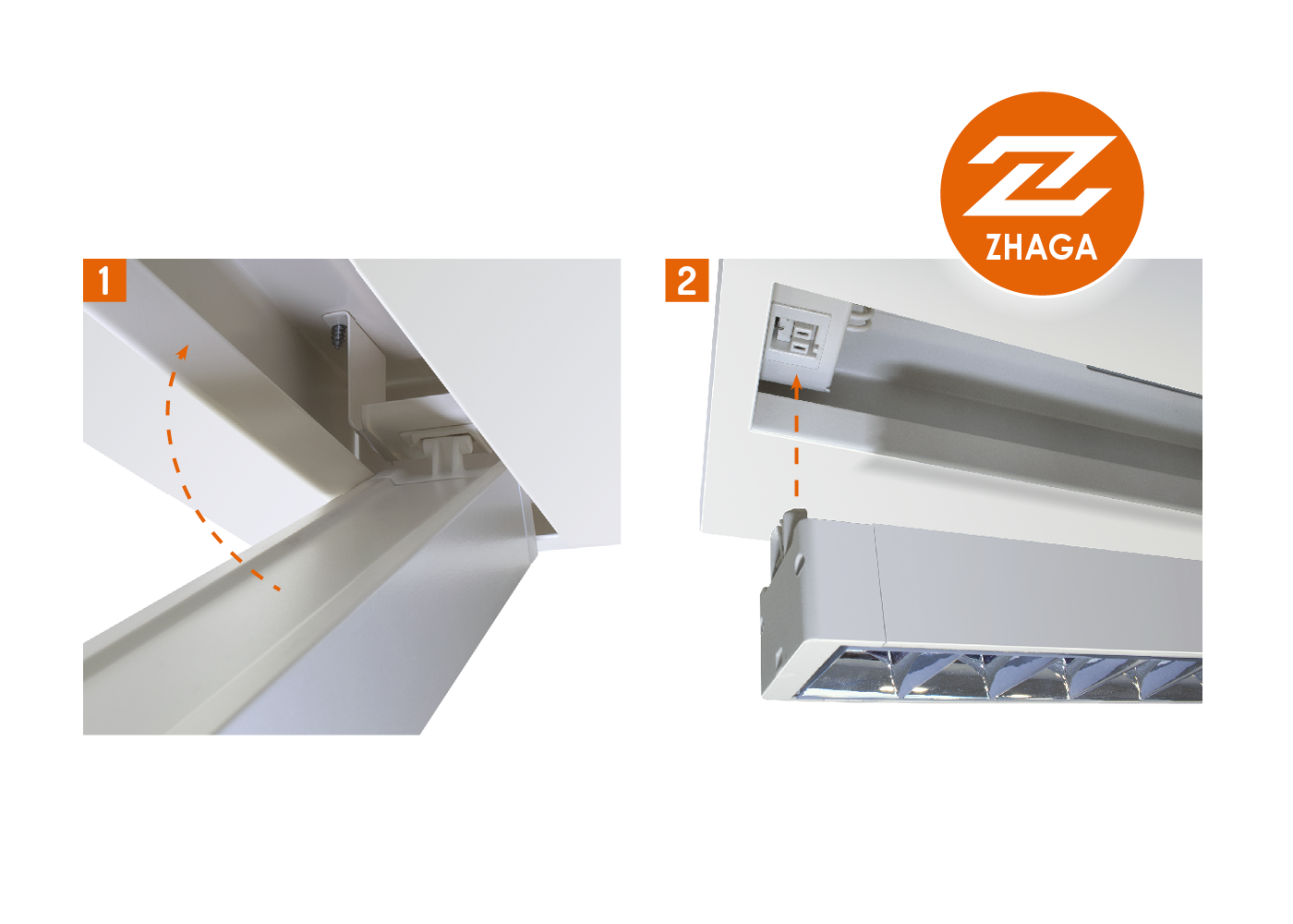 Easy-Click-Prinzip in 2 Schritten LED Panel NOVO click mit ZHAGA-Icon