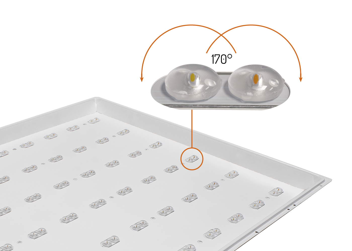 Linsen mit zwei verschiedenfarbigen LED-Chips und Abstrahlwinkel 170°