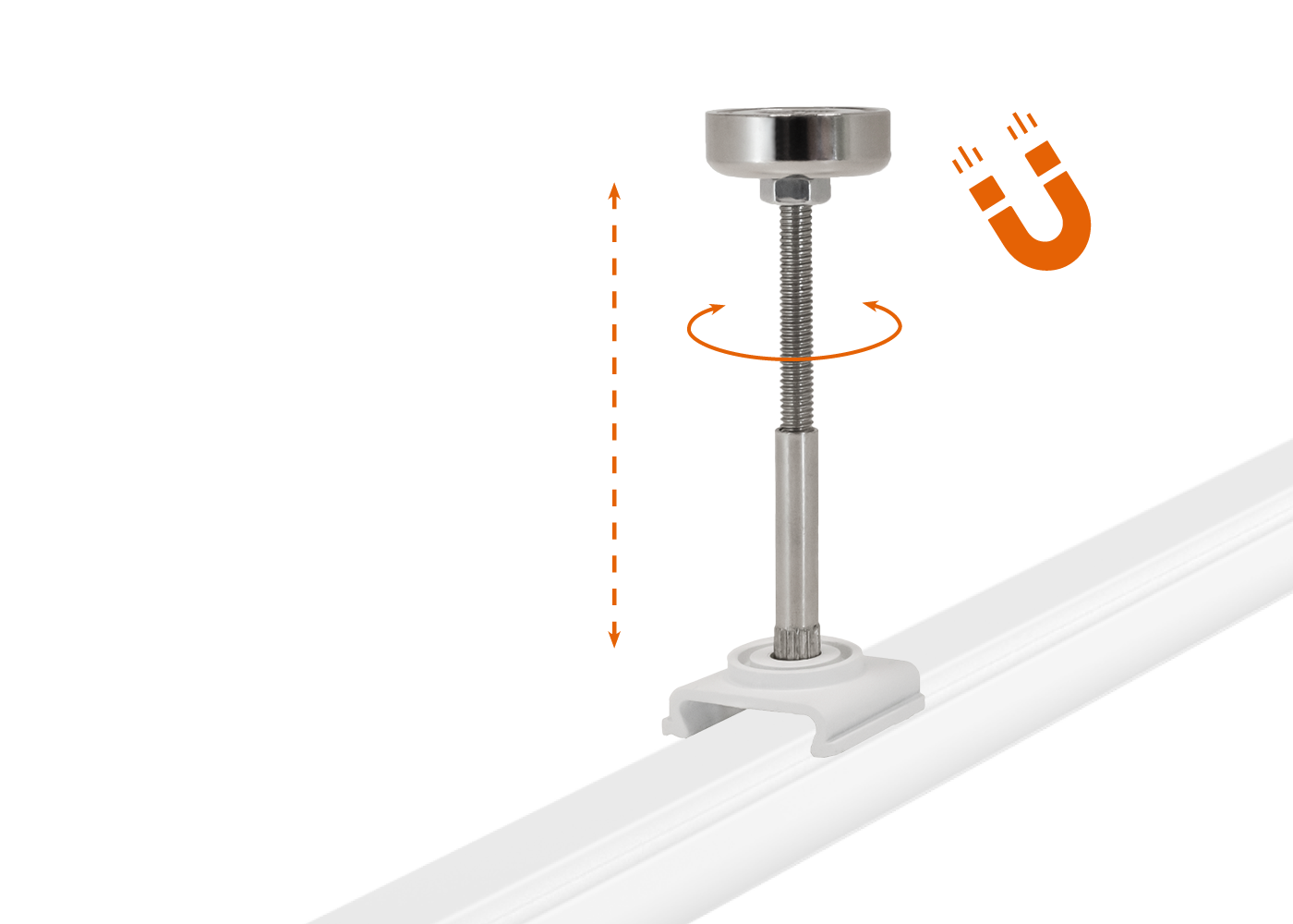 Höhenverstellbarer, magnetischer Abstandshalter am LED Sanierungseinsatz TENEO