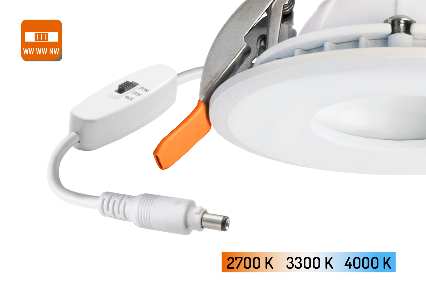 LED Downlight GHOST plus mit Farbumschaltung – 2700 K / 3300 K / 4000 K