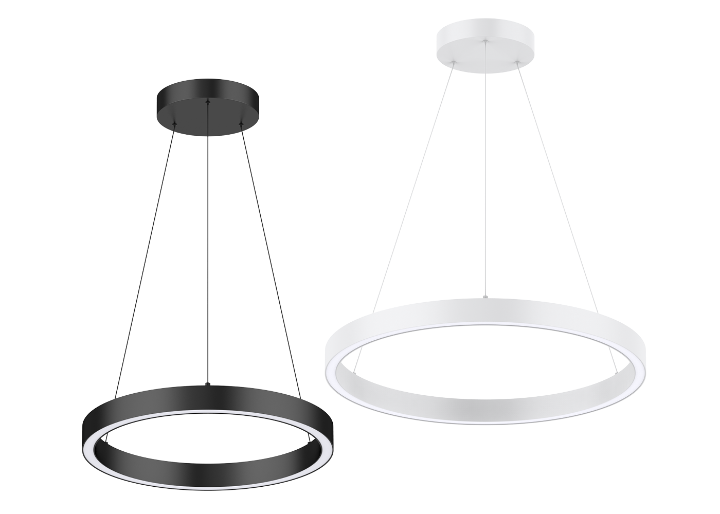 LED Pendelleuchte CENORA rund als 60 cm schwarze und 80 cm weiße Variante