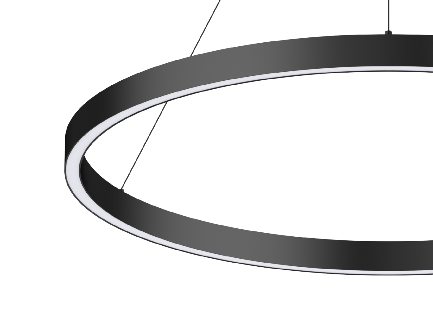 Detail LED Pendelleuchte CENORA rund, 120 cm schwarz mit schlankem, elegantem Design