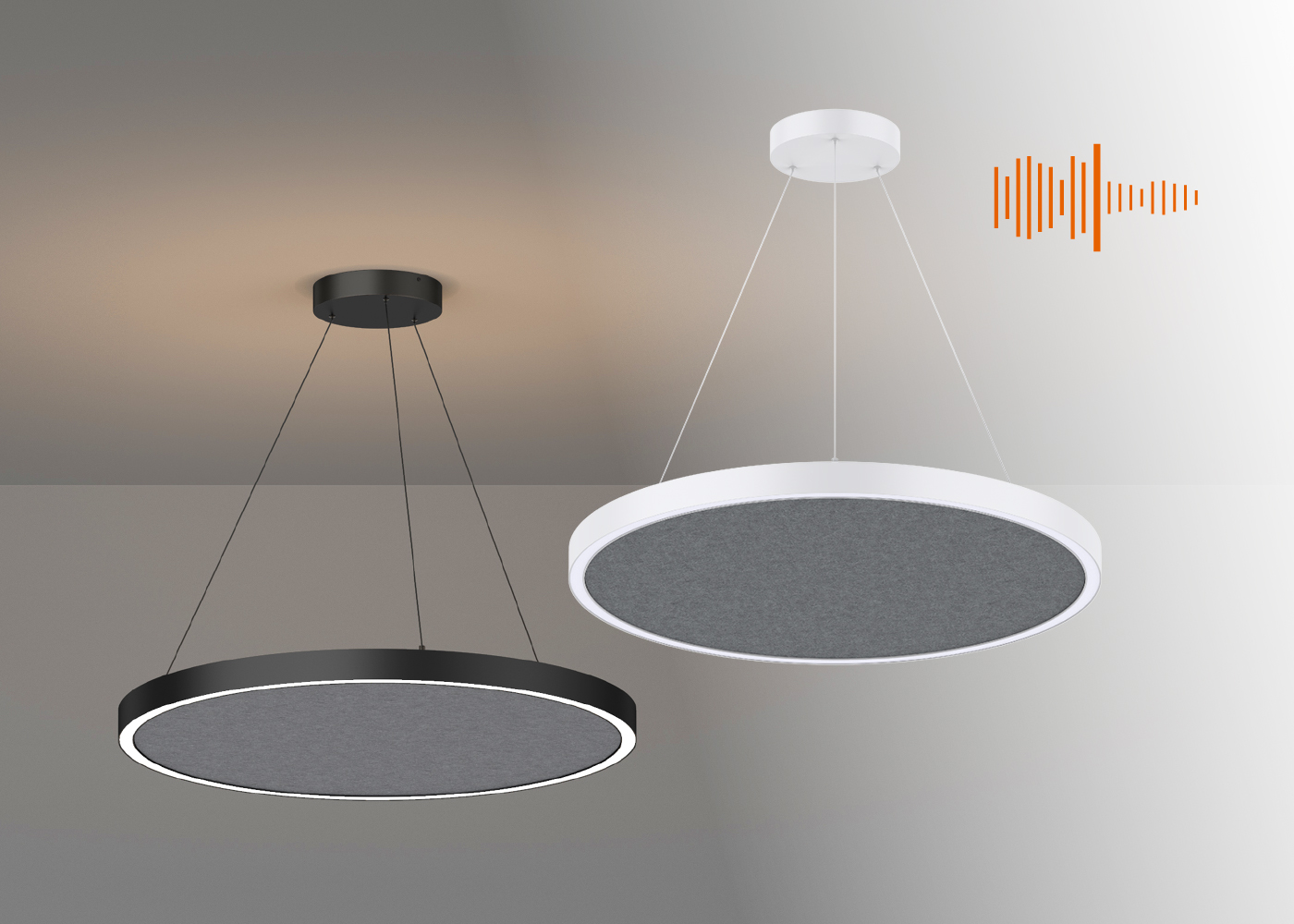 LED Pendelleuchte CENORA rund mit Akustik-Einsatz optional auf Anfrage