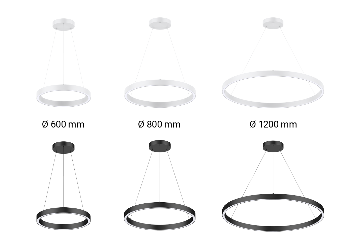 LED Pendelleuchte CENORA rund Varianten in weiß und schwarz, in 60 cm, 80 cm und 120 cm
