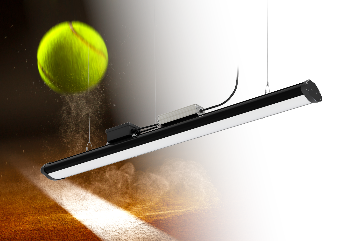 LED Langfeldleuchte INTENZO Sport mit Ballwurfsicherheit nach DIN 18032-3