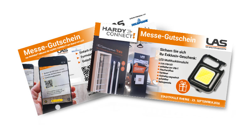LAS Aktions-Messegutschein zur Hardy Connect mit QR-Code-registrierung